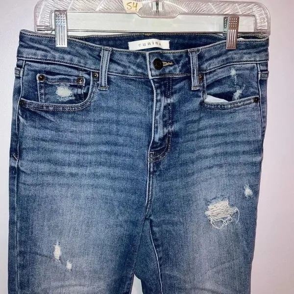 Eunina Nikki High Rise Skinny Cigarette Dark Wash Raw Hem Size 7/28 #200 - Image 2