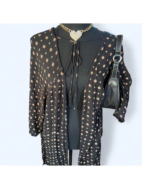 Billabong Boho Festival Beachy Coastal Duster Cover Up Cardigan Size S/M 🖤 - Image 2