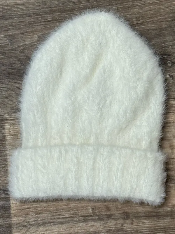 Free People White Fuzzy Winter Hat Women’s OS - Image 2