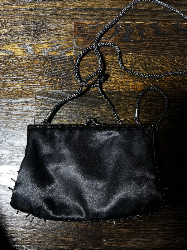 Lancôme Vintage Black Sequin and Beaded Evening Bag/Clutch with Crossbody Strap - Image 5