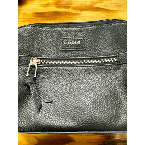 LODIS Black Women Leather, Lined, Crossbody Handbag‎ Shoulder Strap Designer - Image 7