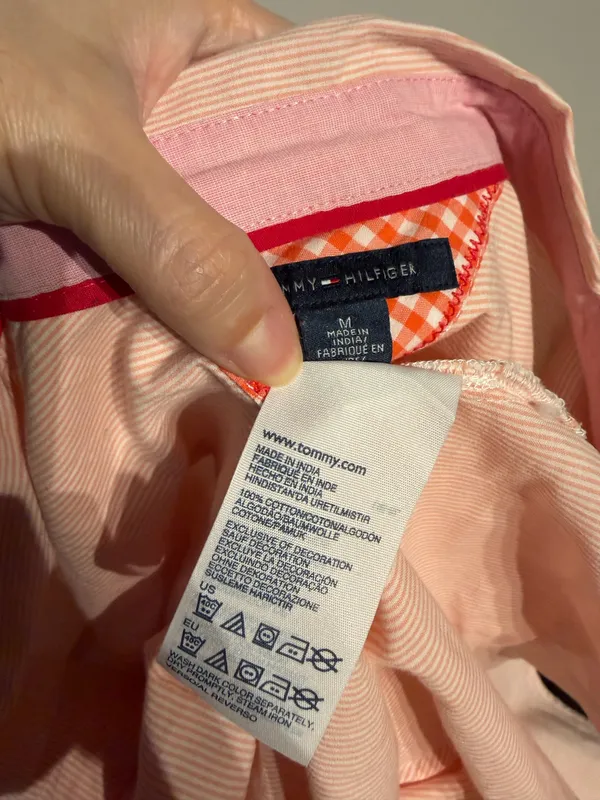 Tommy Hilfiger Cotton Pale Pink Striped Button-down shirt dual chest pocket Sz M - Image 5