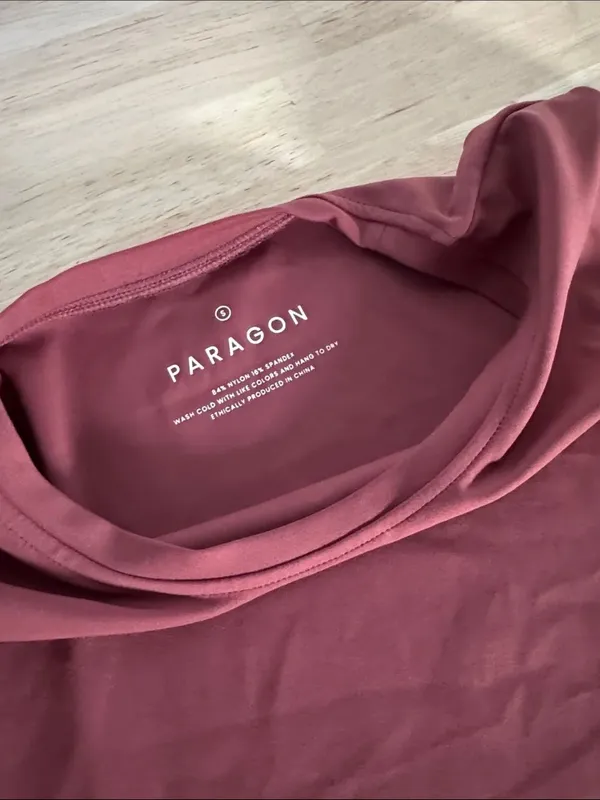 PARAGON Maroon Short-Sleeve Crewneck Crop Top EUC - Image 3