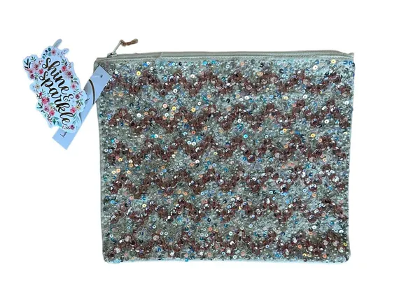 Sequin Cosmetic Bag Shine and Sparkle Travel 10.5x9 Evening Clutch NEW - Image 6