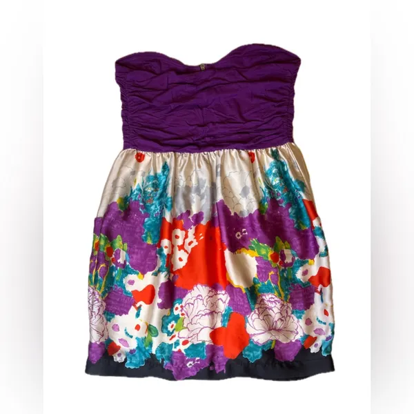 PAPAYA Women’s Floral Print Dress with Purple and Multicolor Design. With Zipper - Image 2