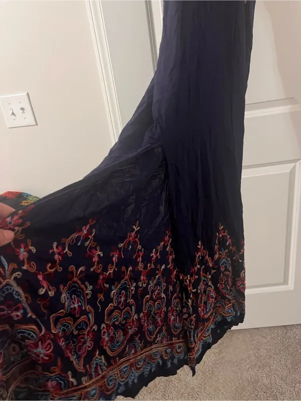 Karen Kane Navy Embroidered Spaghetti-Strap Maxi Dress - Image 3