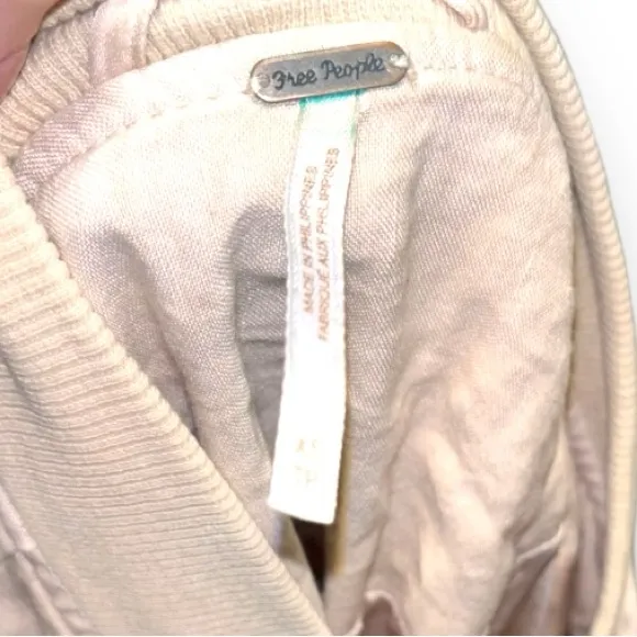 Free People Pale Pink Bomber Jacket Oversized Slouchy Linen Size XS - Image 6