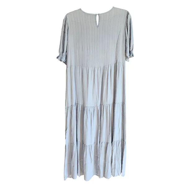 PRETTYGARDEN‎ Tiered Maxi Dress Women Large Blue Puff Sleeve Textured - Image 5