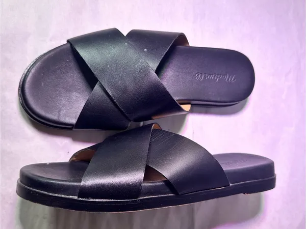 Madewell Black Crossband Leather Slide Sandals - Image 6