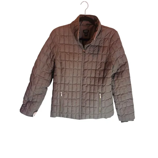 J.Crew Women's Olive Green Down Puffer Jacket Quilted Coat Size M - Image 2