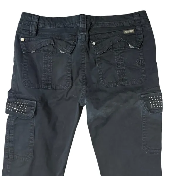 Miss Me Black Rhinestone Low Rise Skinny Cargo CP12468 Pants Jeans size 30 - Image 11
