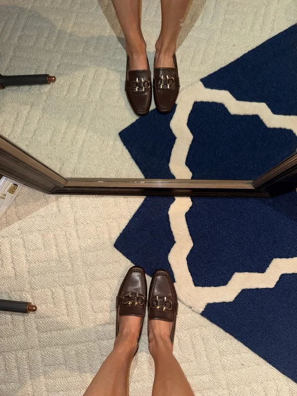 Brown Horsebit Loafers Square Toe Flats Ferragamo Inspired - Image 4