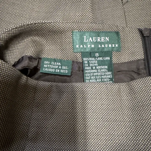 Women's Lauren‎ Ralph Lauren 100% Wool Brown Pencil Skirt Sz 8 Preppy - Image 5