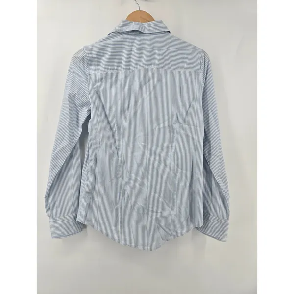 Robert Graham‎ Button Down Womens S Blue White Striped Contrast Trim Long Sleeve - Image 4