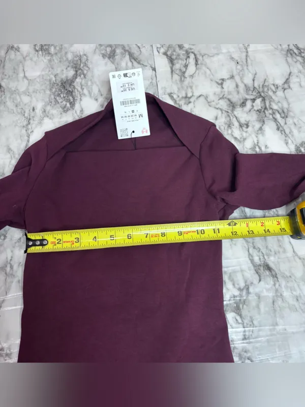 Zara Long Sleeve Boatneck Shirt Top Plum Size medium NWT minimalist classic - Image 7