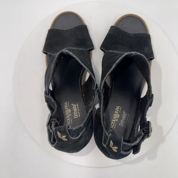 UGG Koolaburra Kaiah Sandals Women's 8.5 Black Suede Comfort Caged Block Heel‎ - Image 6