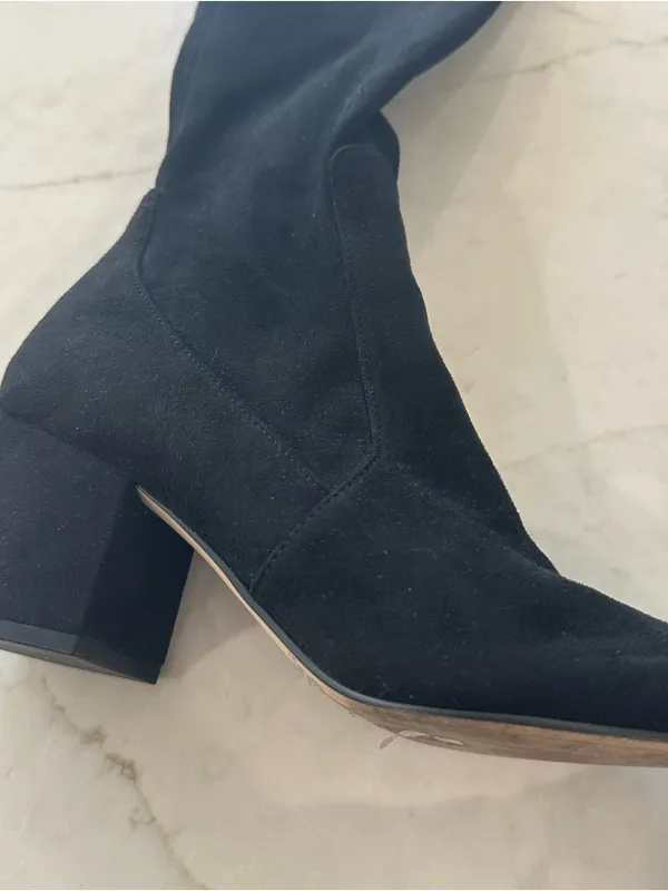 Sam Edelman Women’s Black Knee High Block Heel Boots Classic Suede - Image 5