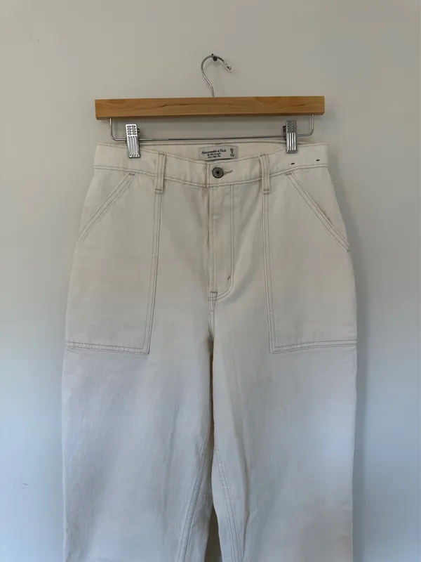 Abercrombie & Fitch The 90s Ultra High Rise Carpenter Jean White - Image 9