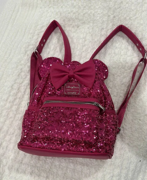 Disney Minnie Mouse Pink Sequin Loungefly Mini Backpack - Image 2