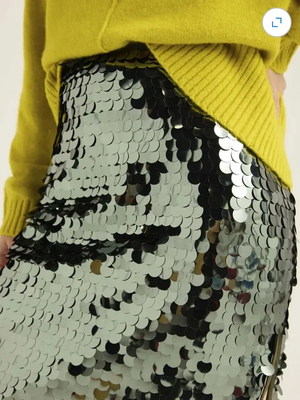 Scoop Olive Green Large Sequin Stretch Low Rise Midi Skirt Size Small NWT - Image 12