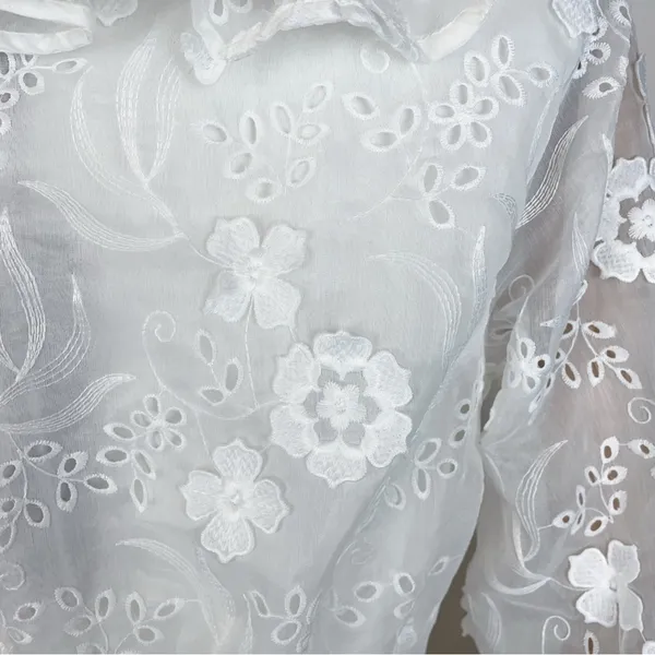 Elliatt Delphi Embroidered Lace Midi Dress in White Bridal Wedding Ready - Image 12