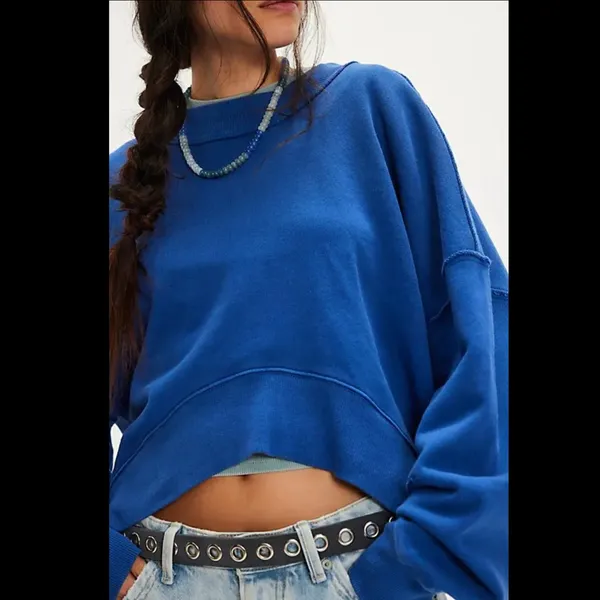 NWT Free People We The Free Hi-Lo Pullover - True Blue - Image 2
