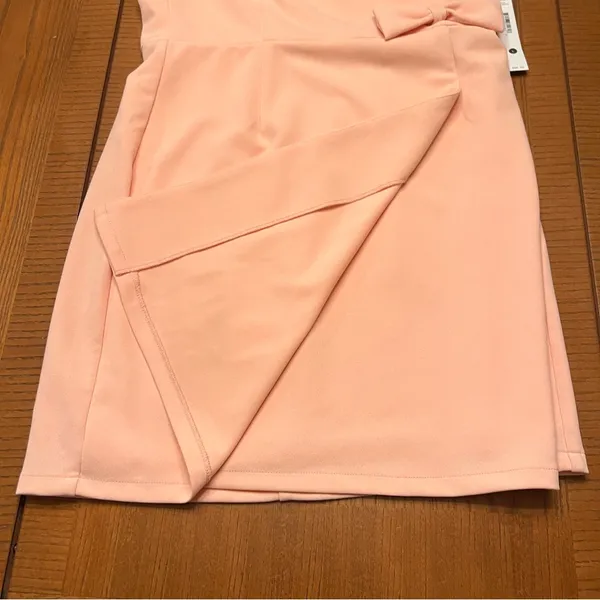 AQUA Strapless Straight Neck Bow Mini‎ Dress Rose Quartz Pink Size Large - Image 5