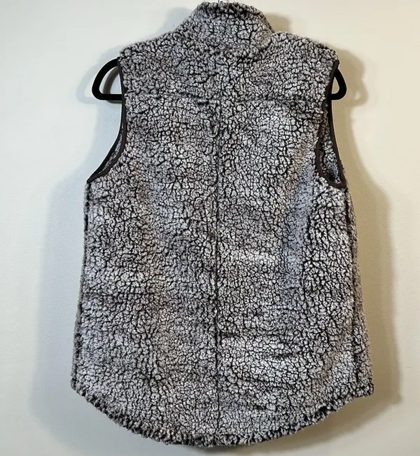 Thread + Supply Brown Off White Sleeveless Sherpa Vest Women Size Small - Image 2