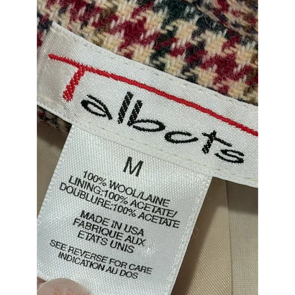 Vintage Talbots Blazer Red Plaid 100% Wool Two Button Jacket Size M - Image 9