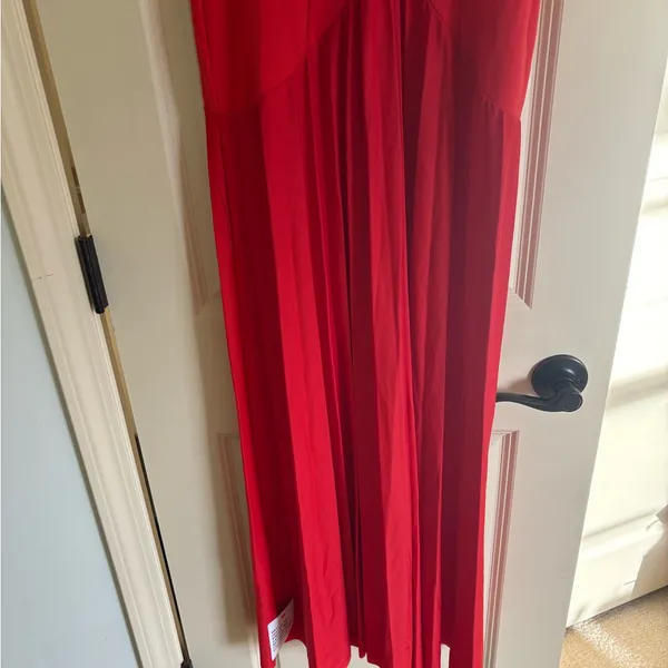 ASOS DESIGN ruffle sleeve seamed pleated maxi dress in red - Image 8