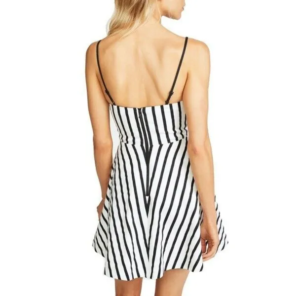 Alice + Olivia Nella Striped Button-Front Mini‎ Dress Size 6 Black White nwot - Image 2