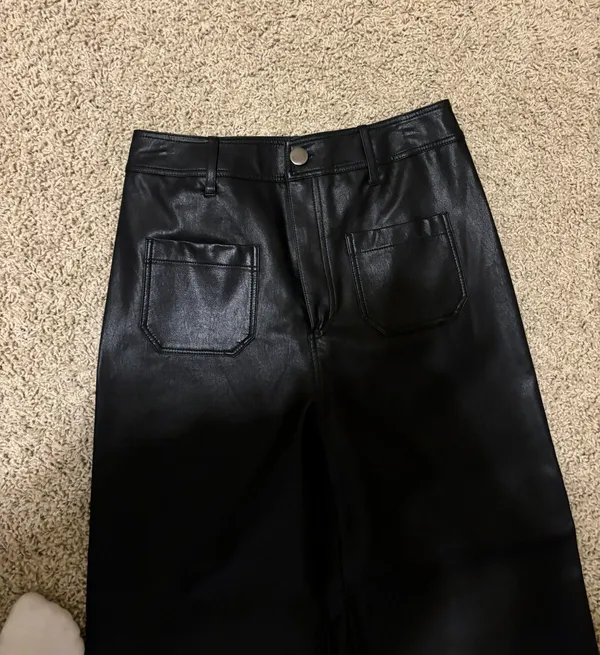 Black Leather Pants Size M - Image 4