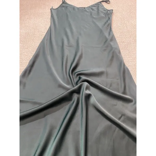 House of Harlow 1960 Green Satin V-Neck Slip Midi Dress Adjustable Straps M - Image 14