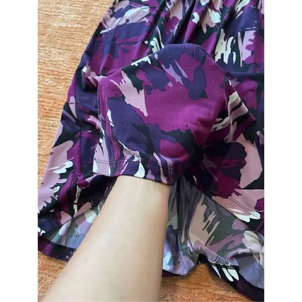 Apt. 9 Faux Wrap Purple Floral Dress Stretch Sleeveless M - Image 5