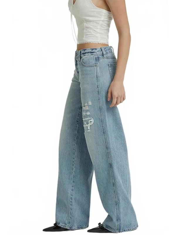 Pacsun Casey Low Rise Baggy Jeans Ripped Indigo NWT Size 24 - Image 3