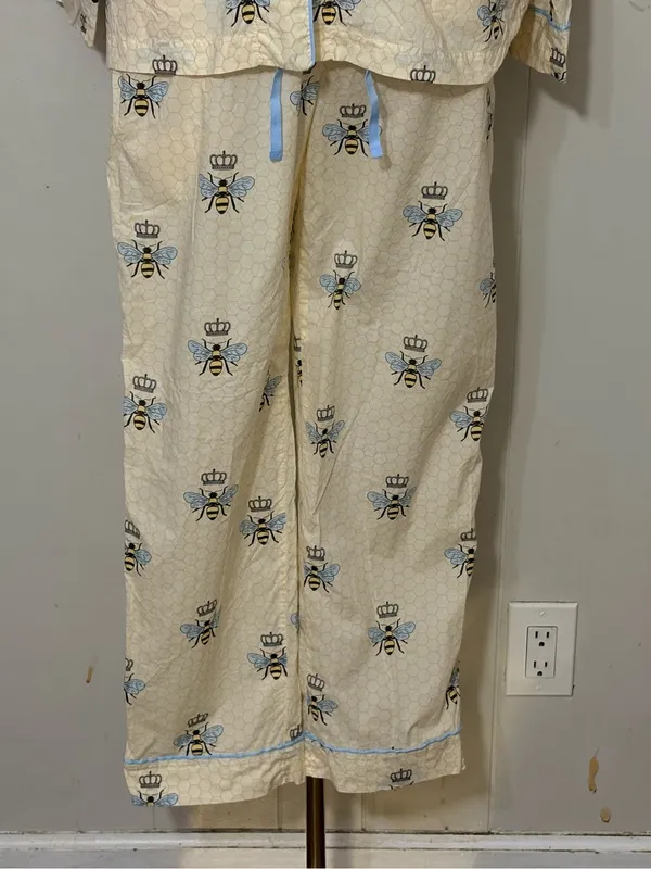 The Cat’s Pajamas Luxe Pima Queen Bee Honey Bee Pajama Set Size S - Image 3