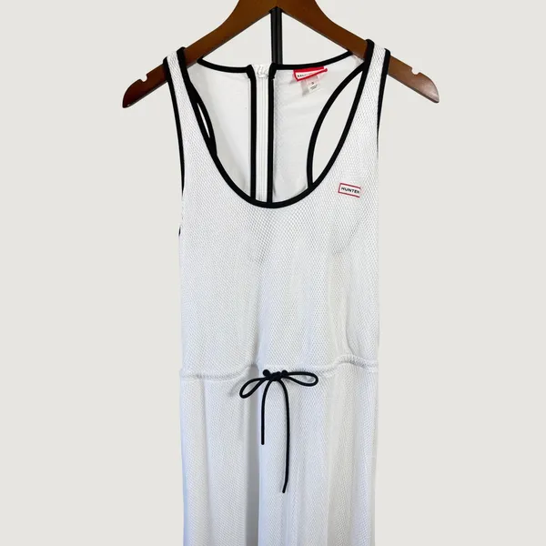 Hunter for Target White Mesh Tennis Dress Black Trim Racerback Small - Image 8