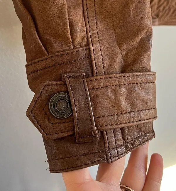 [G-III Global Identity] Vintage Brown Bomber Leather Jacket-Medium - Image 9