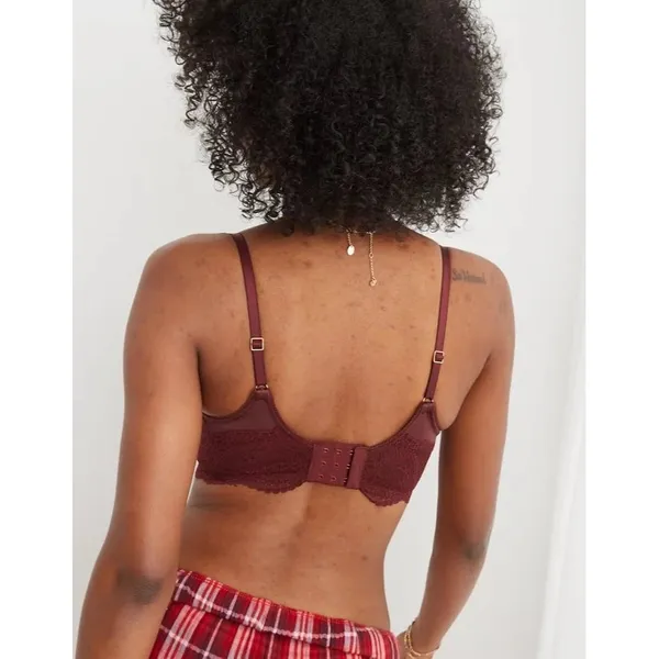 Aerie Real Power Paisley Lace Balconette Bra Royal Berry Size 34C - Image 2