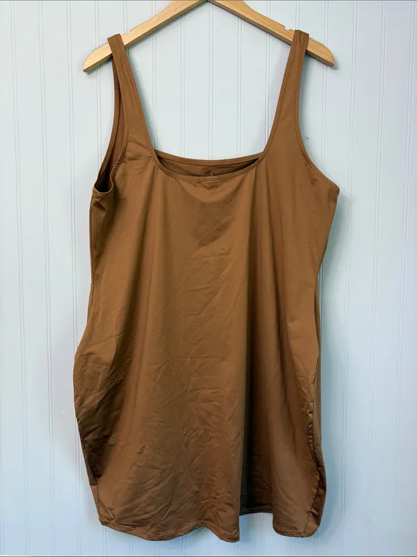 Skims Signature Swim Tank Dress Brown Mini Women Size 4X NWT - Image 2