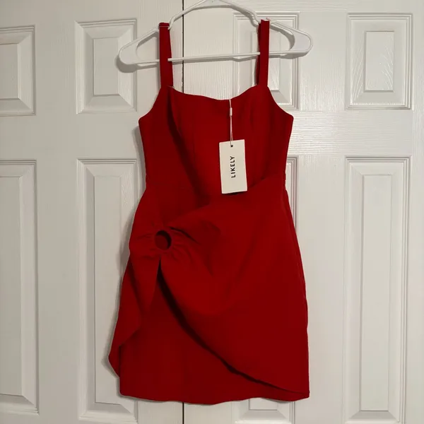 Revolve LIKELY Elisa Cocktail Mini Dress Red NWT - Image 2