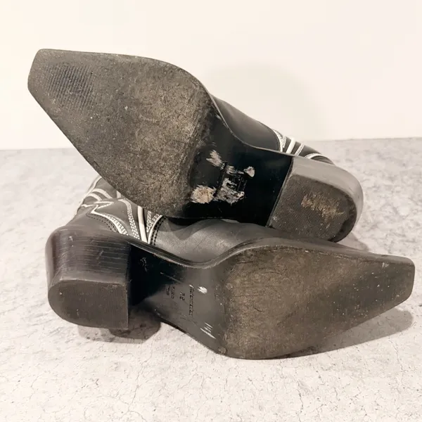 Reformation Otto Mini Western Boots Black White Size 7.5 * - Image 7
