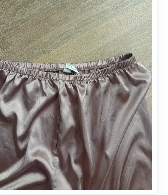 Blush Pink Satin Pajama Set with Black Piping — L - Image 8