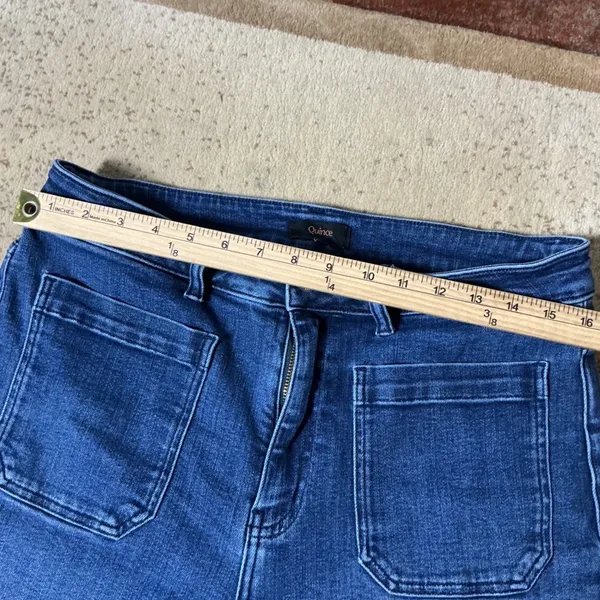 Quince Bella Stretch Patch Pocket Wide Leg Jeans Women 31 Blue High Rise Organic - Image 4