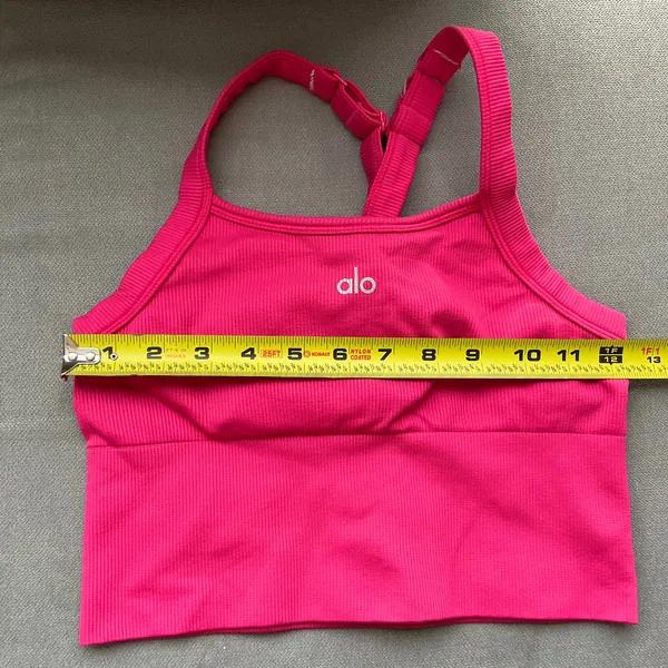 Alo Yoga Seamless Ribbed Favorite Bra Tank Pink Summer Crush XS - Image 3