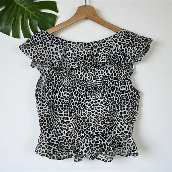 ZARA Leopard Print Peplum Ruffle Blouse - Image 6