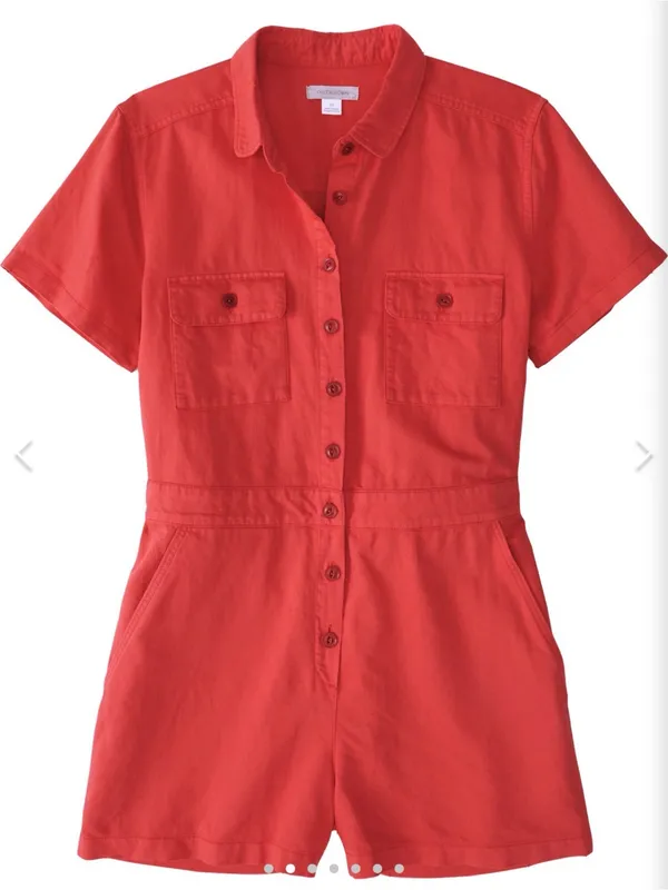 Outerknown NWT Trestles Utility Lightweight Romper Red Small - Image 11
