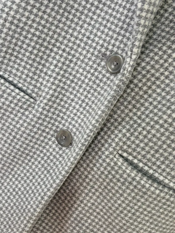 Abercrombie & Fitch Houndstooth Blazer Coat XS Classic Preppy Old Money Gray - Image 9