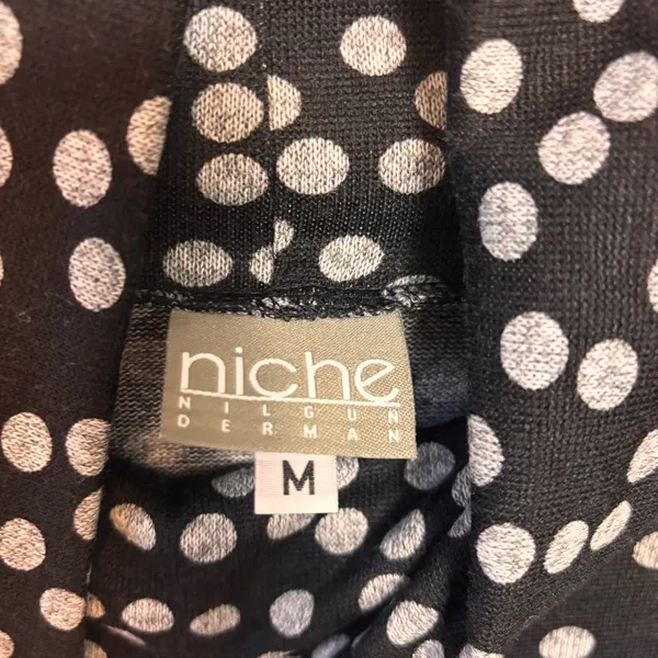 Niche‎ Nilgun Derman Tunic Dress Long Sleeve Cowl Neck White Polka Dot Size M - Image 4
