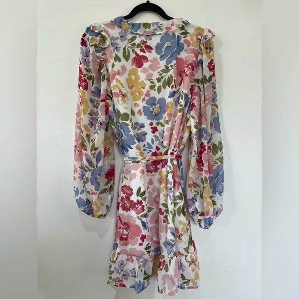 EN SAISON Floral Ruffle Wrap Dress S | Romantic Summer Dress - Image 6